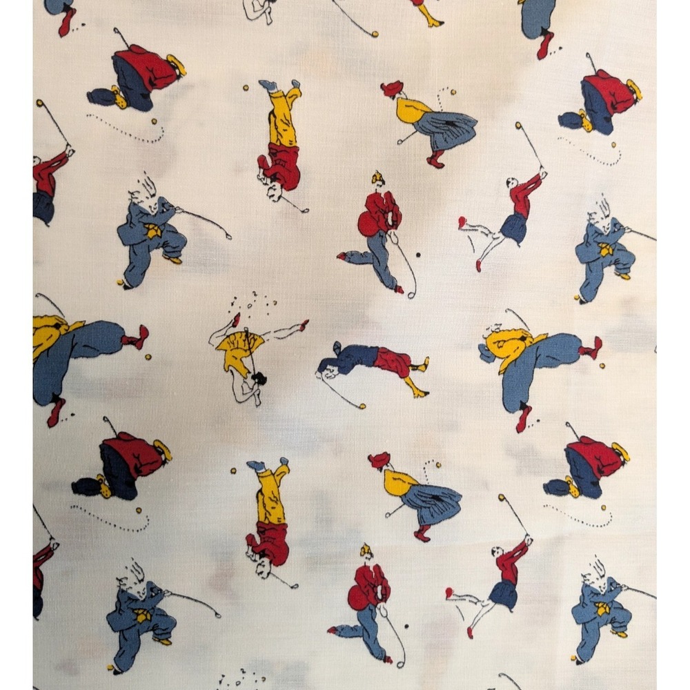 5.7 yards Vintage Lightweight Golf Golfing White Quilting Fabric 42''